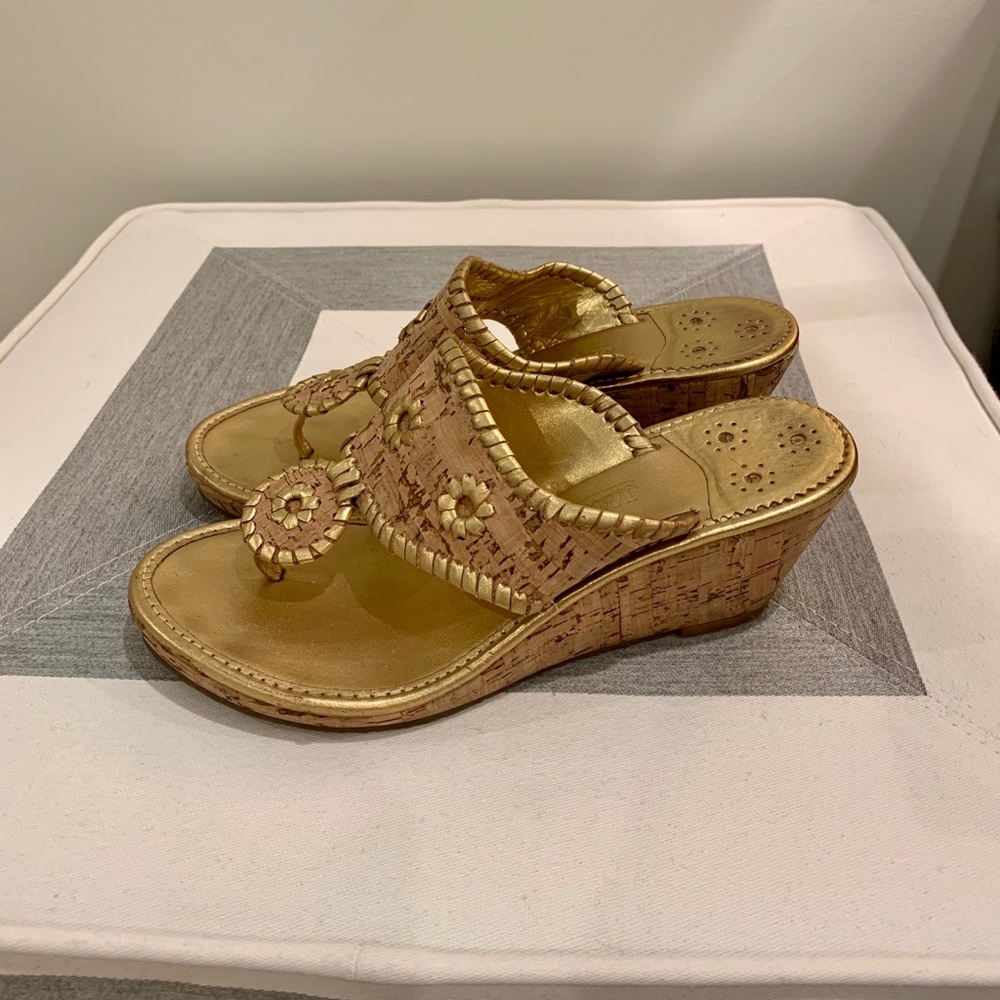Jack Rogers Metallic Cork Wedge Sandals